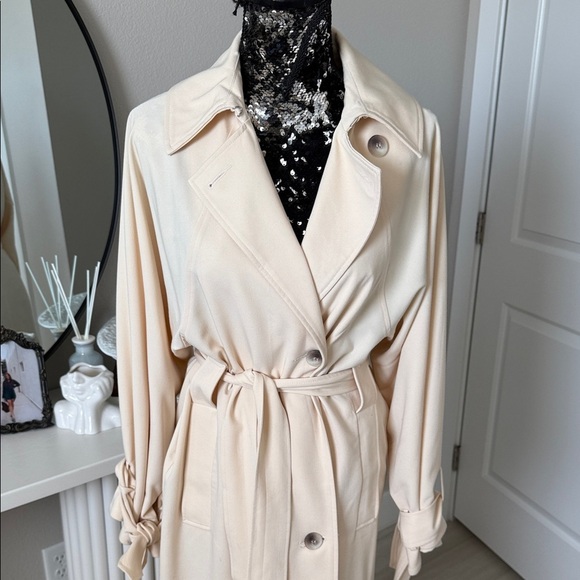 Topshop Cream Trench Coat - Picture 2 of 7